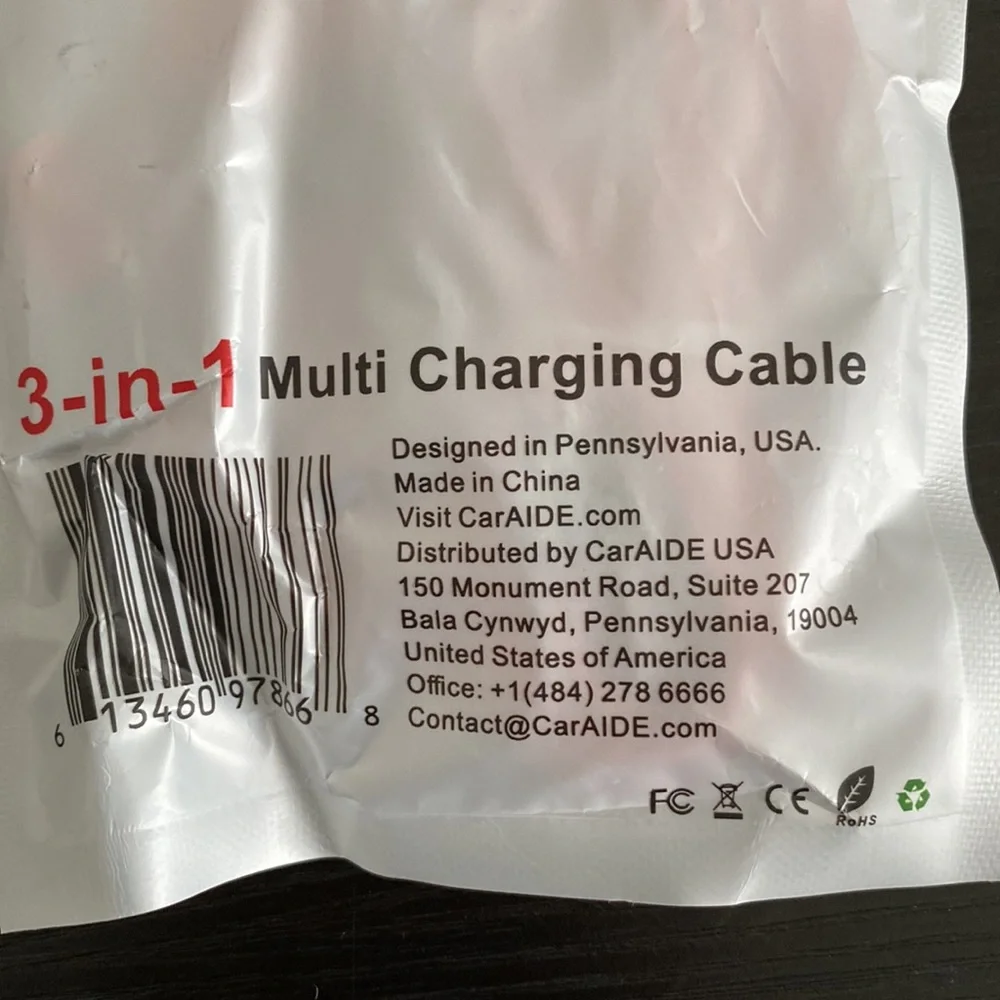 New In The Package Three In One Car iPhone Charger Pack